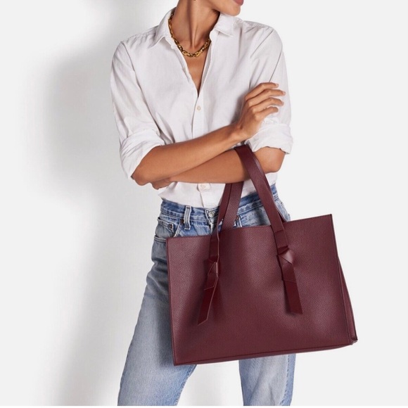 Rachel Zoe Handbags - Rachel Zoe Arialith Bordeaux Vegan Leather Tote Wine Red